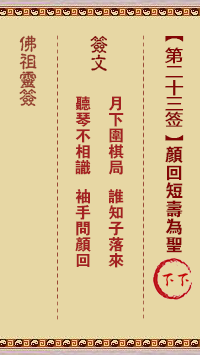 佛祖灵签第23签颜回短寿为圣下下签