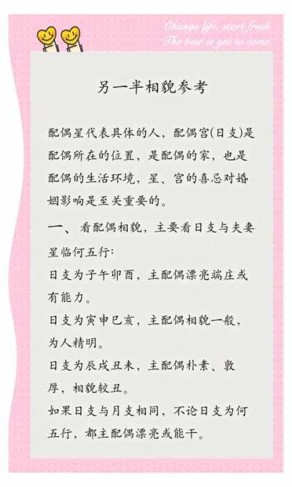 “从八字日柱看伴侣容貌的实例观察