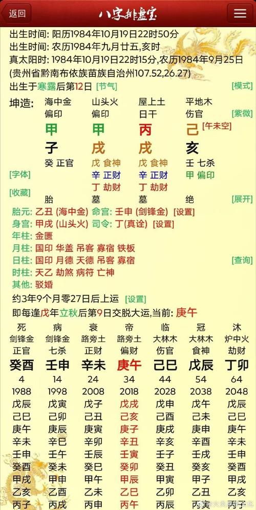 乙亥猪年九月初九巳时